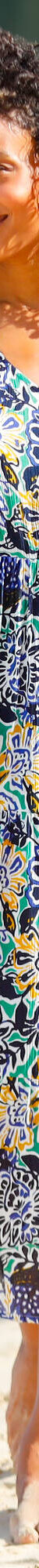 Robe longue à volants, crépon imprimé (bleu / vert) Robe longue à volants, crépon imprimé (bleu / vert)